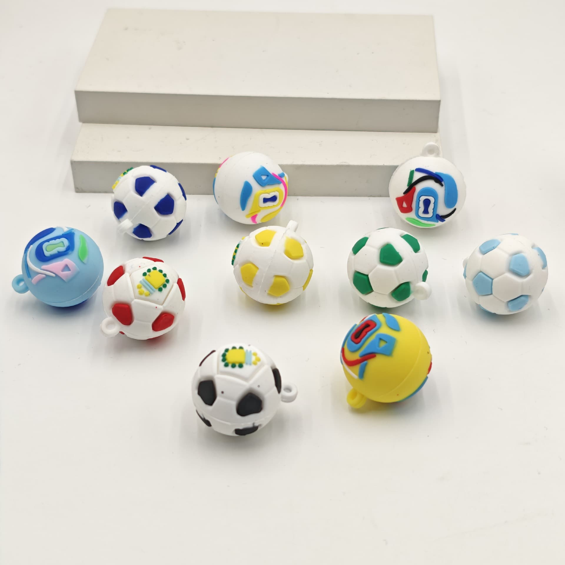 New 3.3cm color football keychain pendant sports peripheral soft rubber doll bag pendant accessories gift