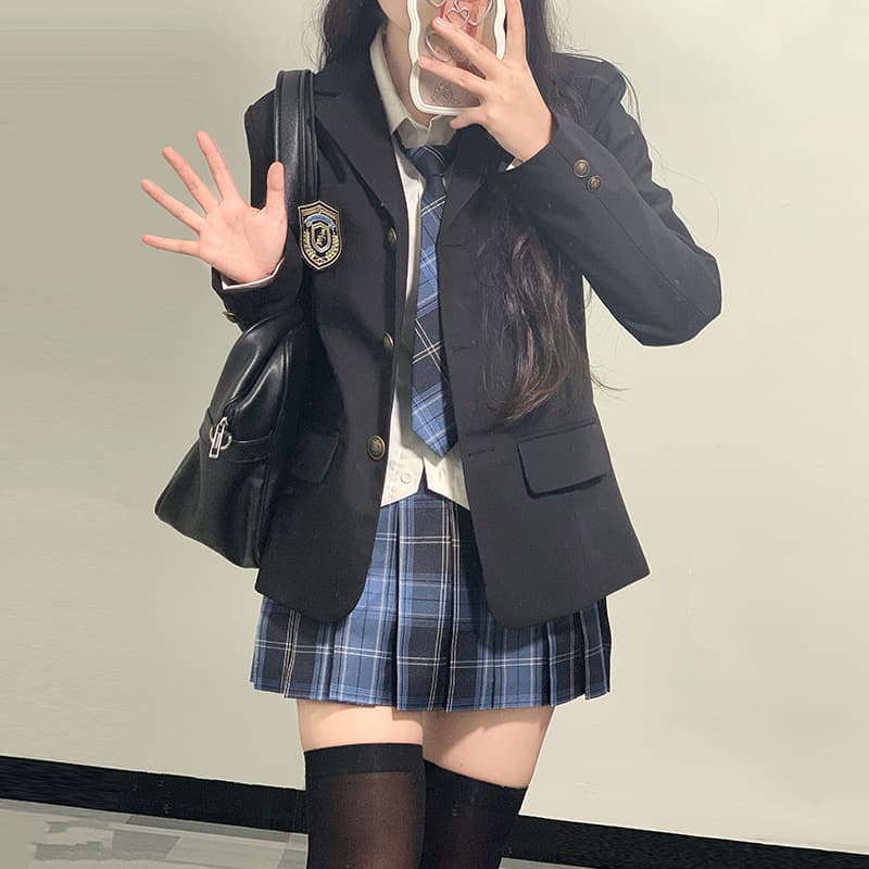 Original JK style black suit jacket for women, uniform set, student style, autumn and winter, class uniform, in stock.