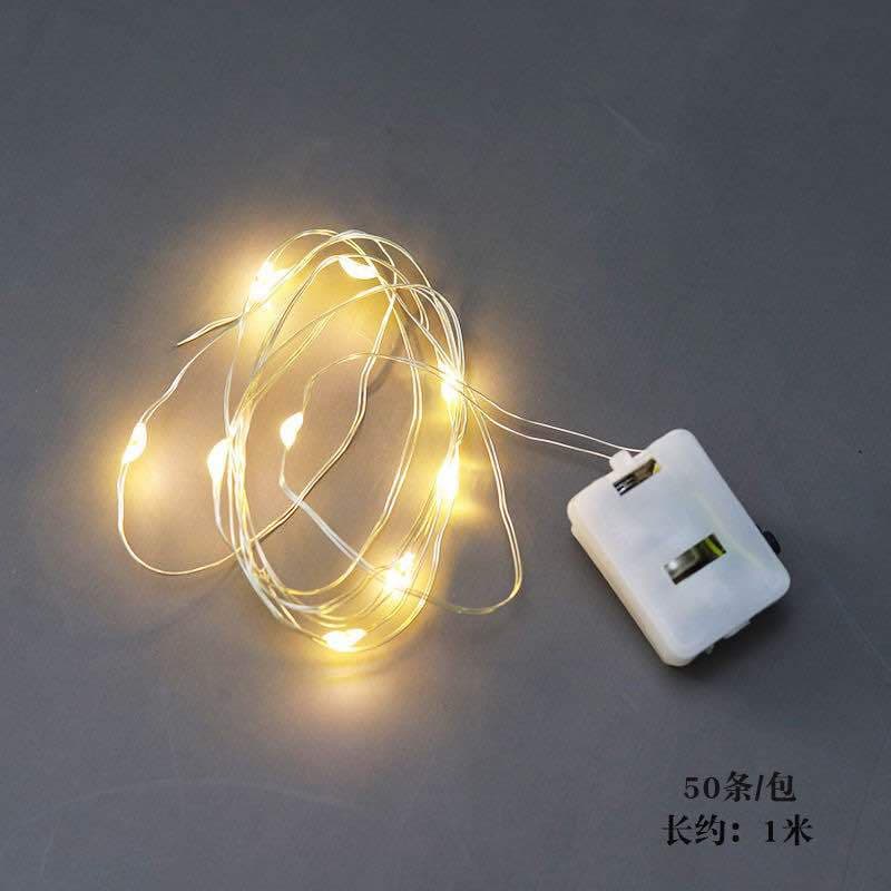 Cake Decoration LED Flash Light String Small White Box Copper Wire Mini Color Lights Button Battery Light Strip Plug-in Flower Lights
