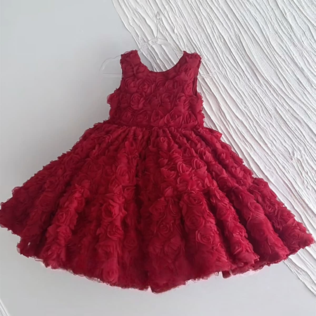 Girls banquet dress children's one-year-old dress baby girl flower girl princess dress performance dress red flower dress