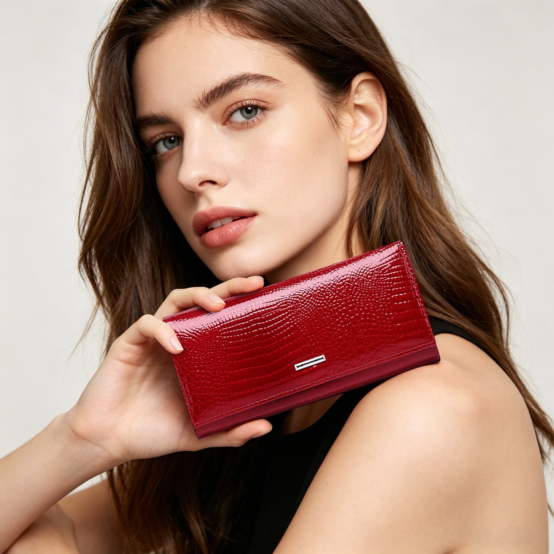Genuine Leather Wallet Women Cross-Border Bestseller Russian Patent Leather Premium Multi-Slot Clutch Coin Purse Custom LOGO