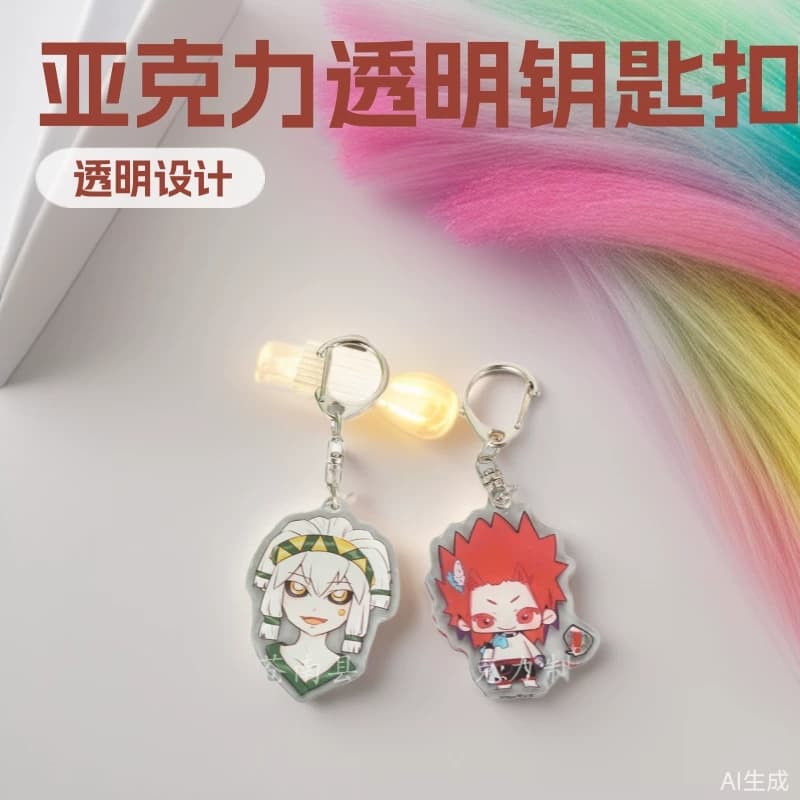 Spot acrylic transparent keychain cartoon animation double-sided keychain diy fashion gift pendant wholesale