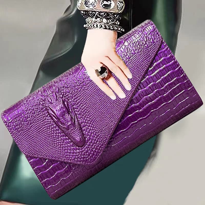 New clutch bag for women, fashionable clutch bag for women, European and American large-capacity crocodile pattern cross-body bag, exclusive for cross-border supply