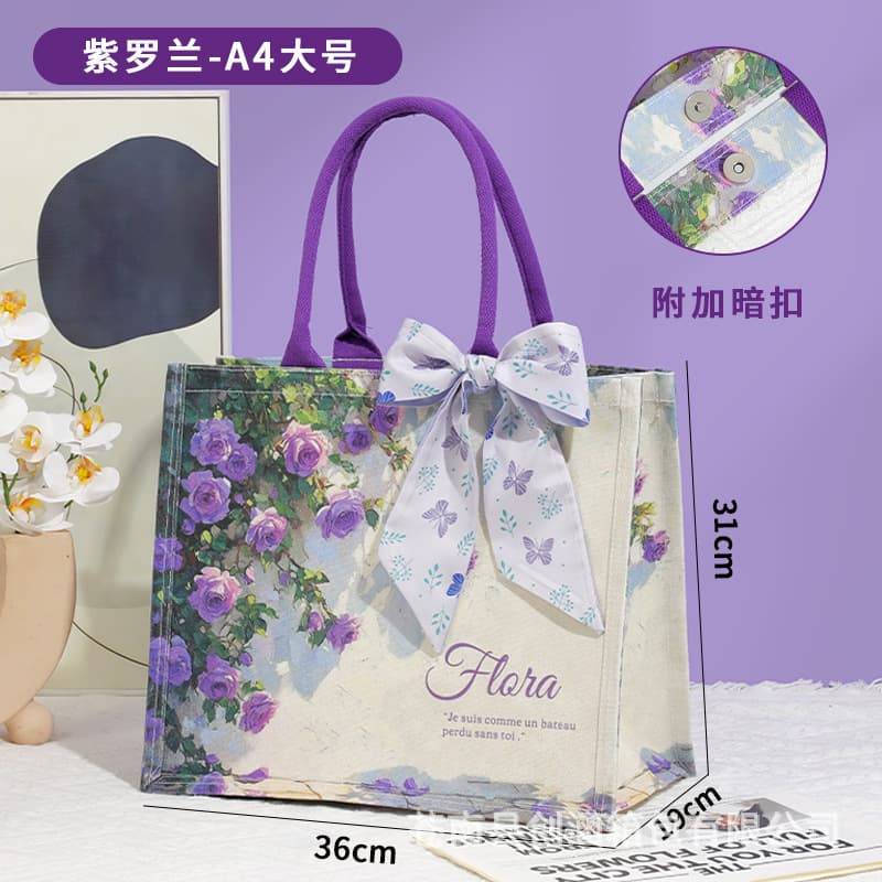 Violet Canvas Bag Large Capacity Canvas Tote Bag Outing Gift Bag Fashion Shopping Bag Custom Canvas Bag