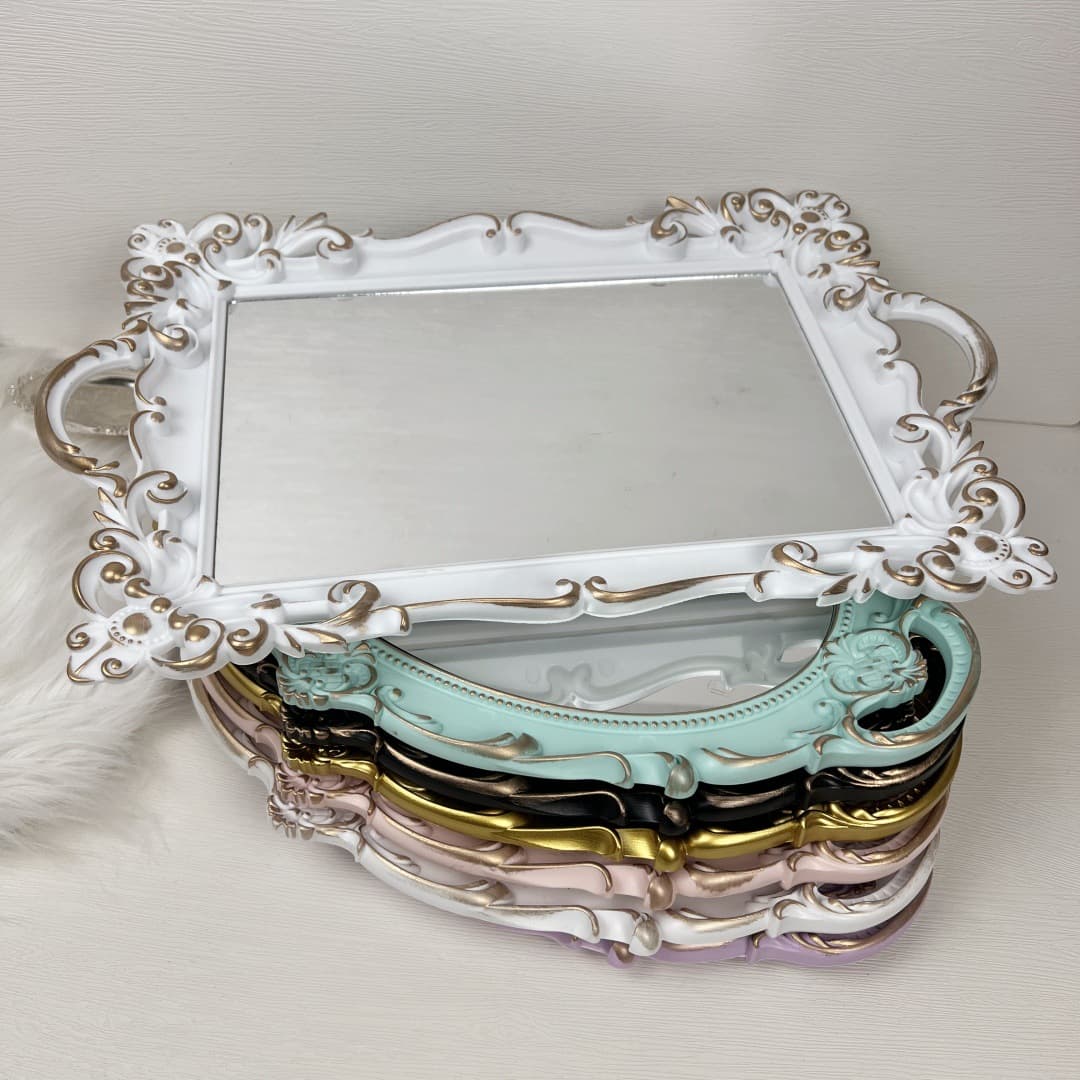 Vintage Mirror Tray European Decorative Photography Prop for Social Media Influencer Shots Ins Style Photo Accessories