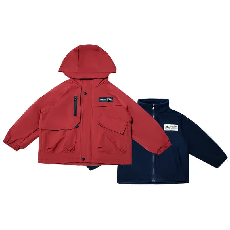 Children's 3-in-1 Windproof Waterproof Jacket Boys Autumn 2026 New Trendy Outdoor Wear