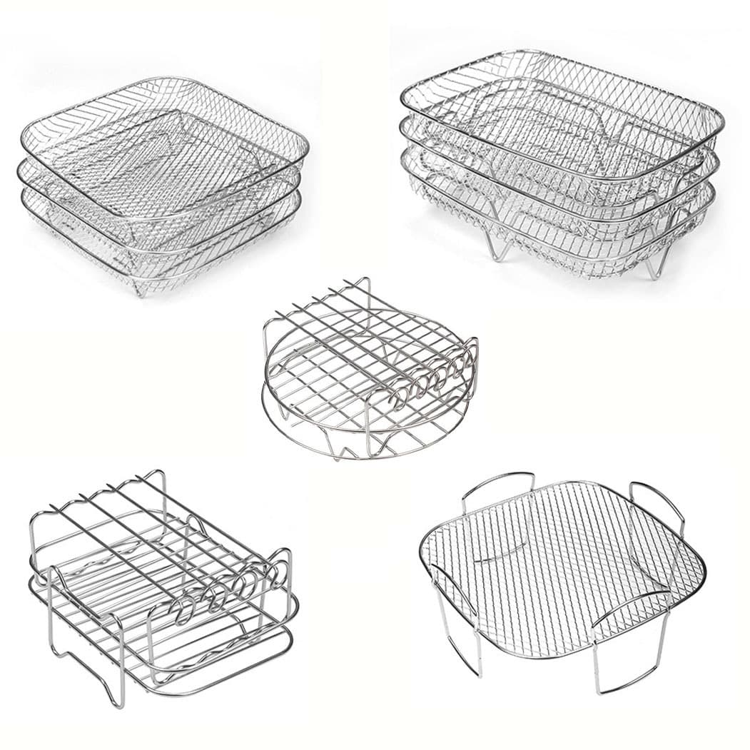 Air fryer multi-layer grill accessory, 304 stainless steel sandblasted double/triple stackable dehydrating rack, filter stand