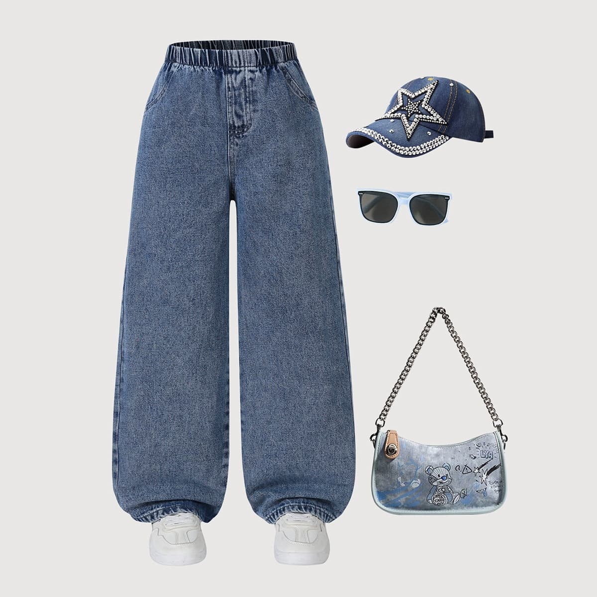 Girls Denim Wide Leg Pants Spring Autumn European New Children Pants Girl Big Spring Straight Pants Stylish Long Pants