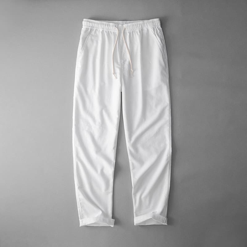 Men's Linen Trousers Loose Straight Leg Linen Pants Plus Size Cotton Linen Pants Elastic Waist Big Size Men's Summer Breathable