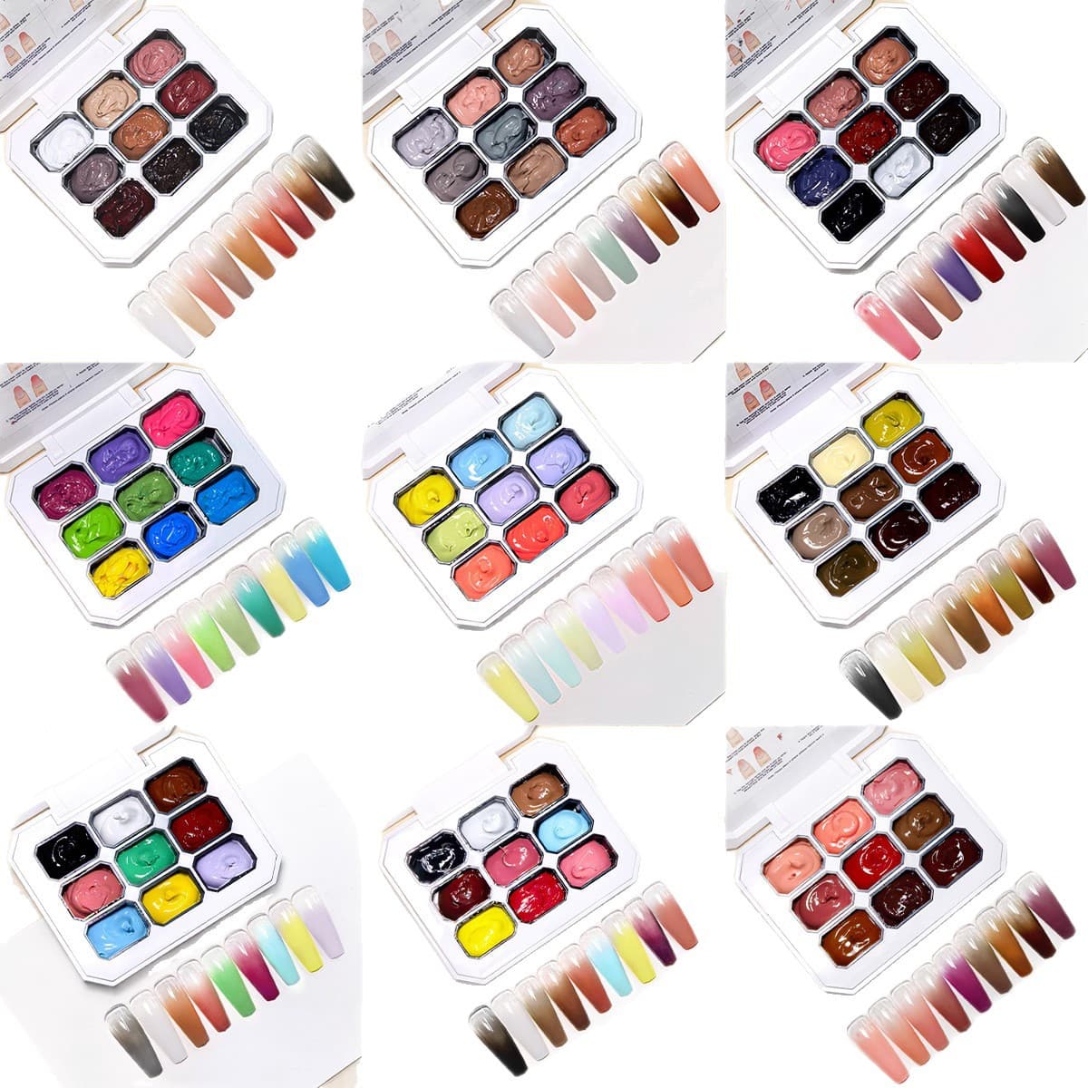 Xiaohongshu Hot-Selling Nail Art 9-Grid Stamp Gel Printing Gel 2-in-1 Gradient Smudge No-Wipe Painting Gel Nail Polish