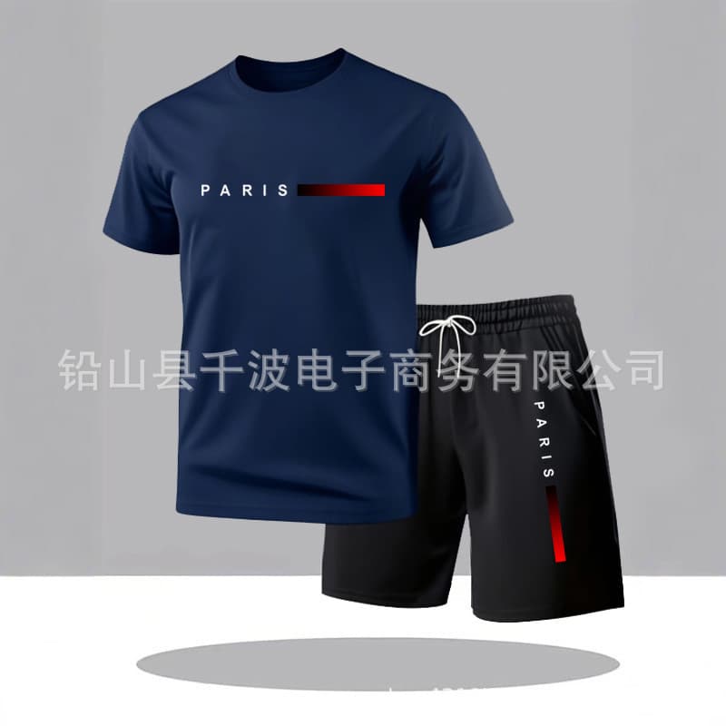 Summer 2025 Letter Print Short Sleeve T-Shirt and Shorts Men's Loose Fit Comfortable Casual Set