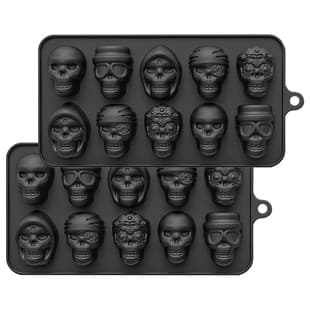 Cross-Border 10-Cavity Skull Brain Cake Mold Halloween Skull Silicone Cake Baking Candy Chocolate Mold