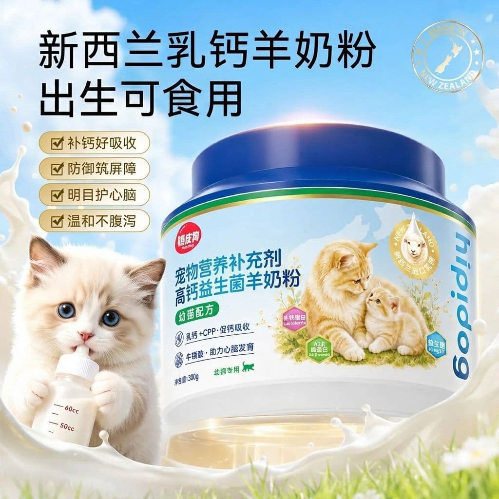Puppy and Kitten Formula High-Calcium Probiotic Goat Milk Powder, Immune Boosting and Absorption, Nutritional Supplement, Pet Health Product