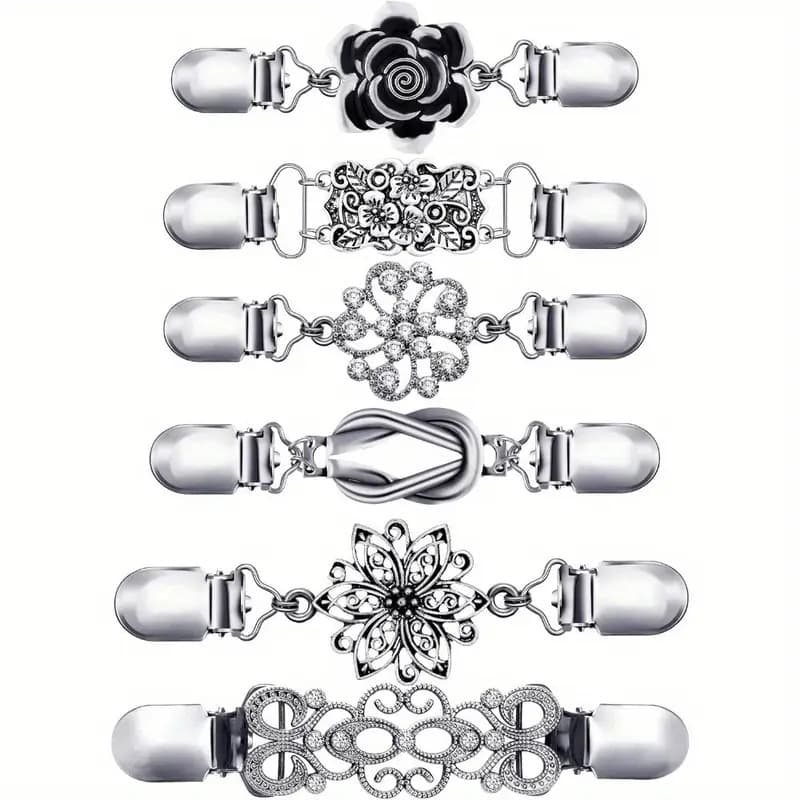 Vintage Sweater Shawl Clip Rhinestone Alloy Scarf Pin Anti-Slip Clip Collar Scarf Cardigan Connector Clip