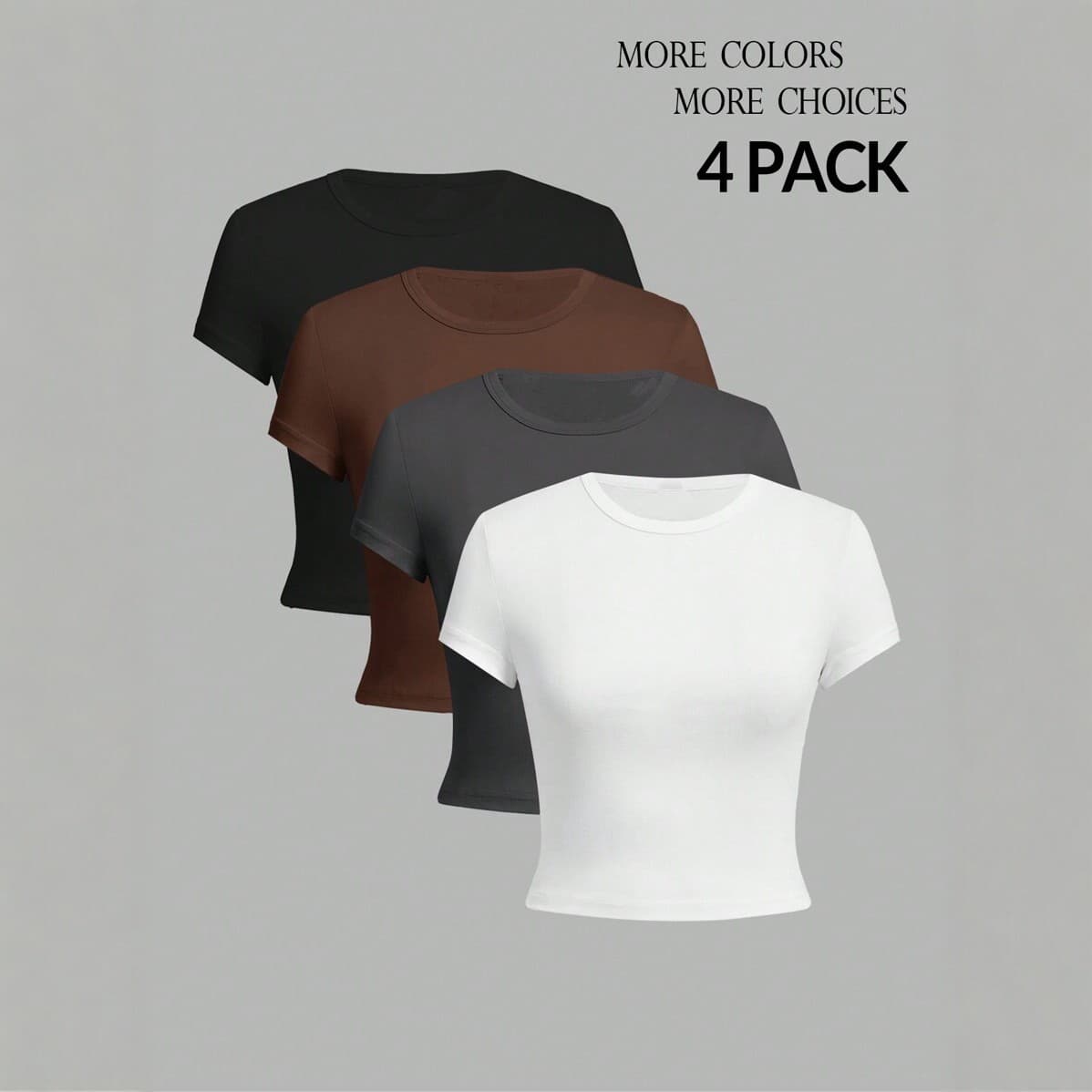 2024 New European and American Style Slim Short Solid Color T-Shirt Women's Round Neck Short Sleeve Hot Girl Bottoming Top Versatile Trend