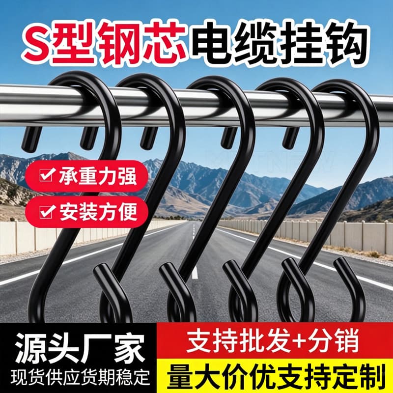 S-shaped steel core rubber-coated cable hook project for laying cables using electricity at zero hours to avoid accidental contact and accidental contact off the ground and water