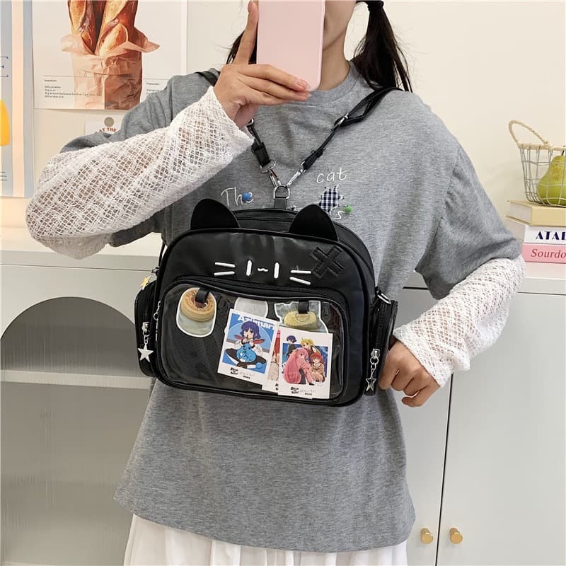Korean INS Cartoon Kitten Backpack for Women, Niche Design, Cute Millet Pain Bag, Subcultural Backpack