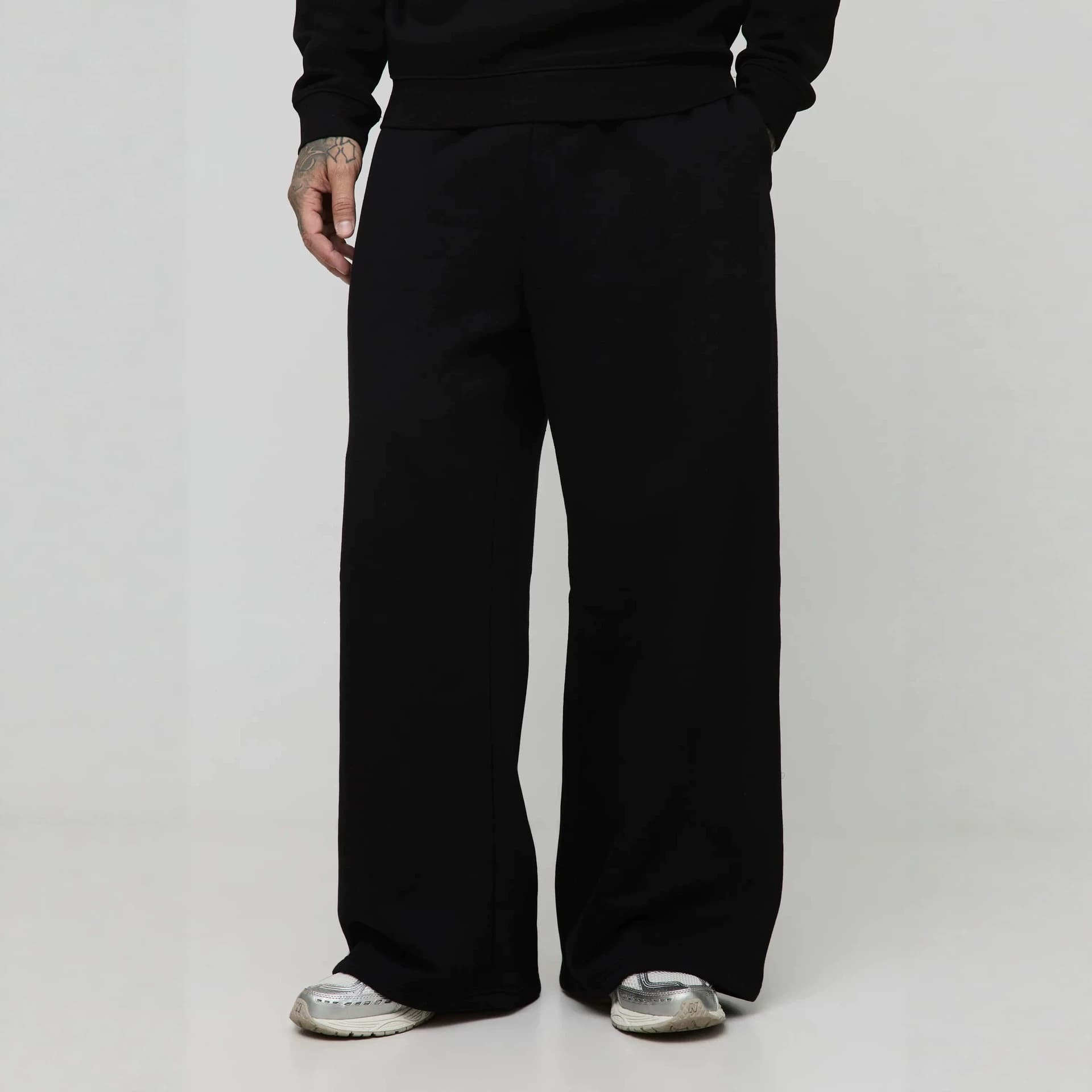 Cross-border New Product Foreign Trade American-style Curved Blade Casual Pants Men's Straight-leg Sports Sweatpants Drawstring Slimming Wide-leg Fleece-lined Trousers