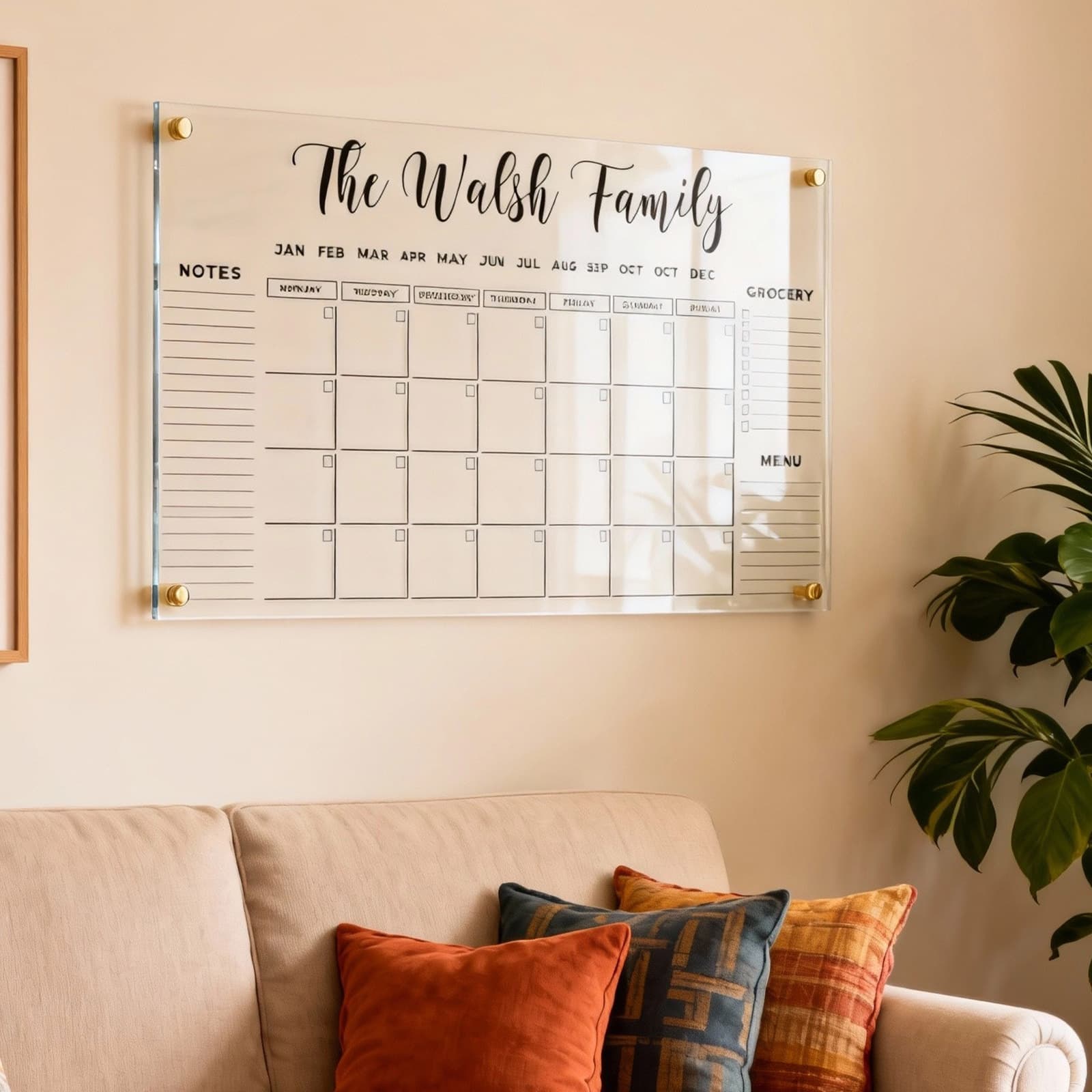 Acrylic Calendar Memo Board Fridge Magnet Magnetic Display Board Weekly Monthly Planner Erasable Magnetic Writing Dry-Erase Board
