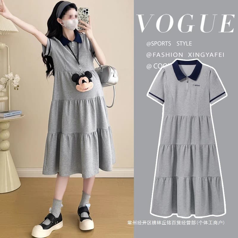Maternity Summer Dress 5 New Maternity Wear French Polo Neck Long Dress Summer Maternity Dress Other