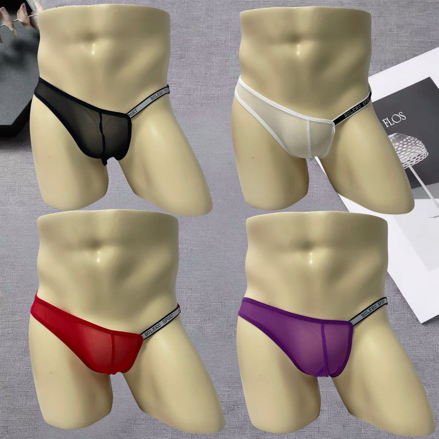 New men's sexy thong underwear, breathable and comfortable, low-rise, tight-fitting briefs, U-shaped pouch thong for men.