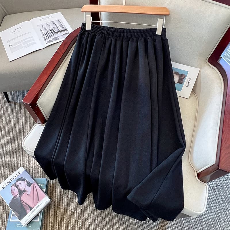 200/300 Jin Plus Size A-Line Midi Skirt 2025 New Plus Size High Waist Slimming Umbrella Skirt for Women