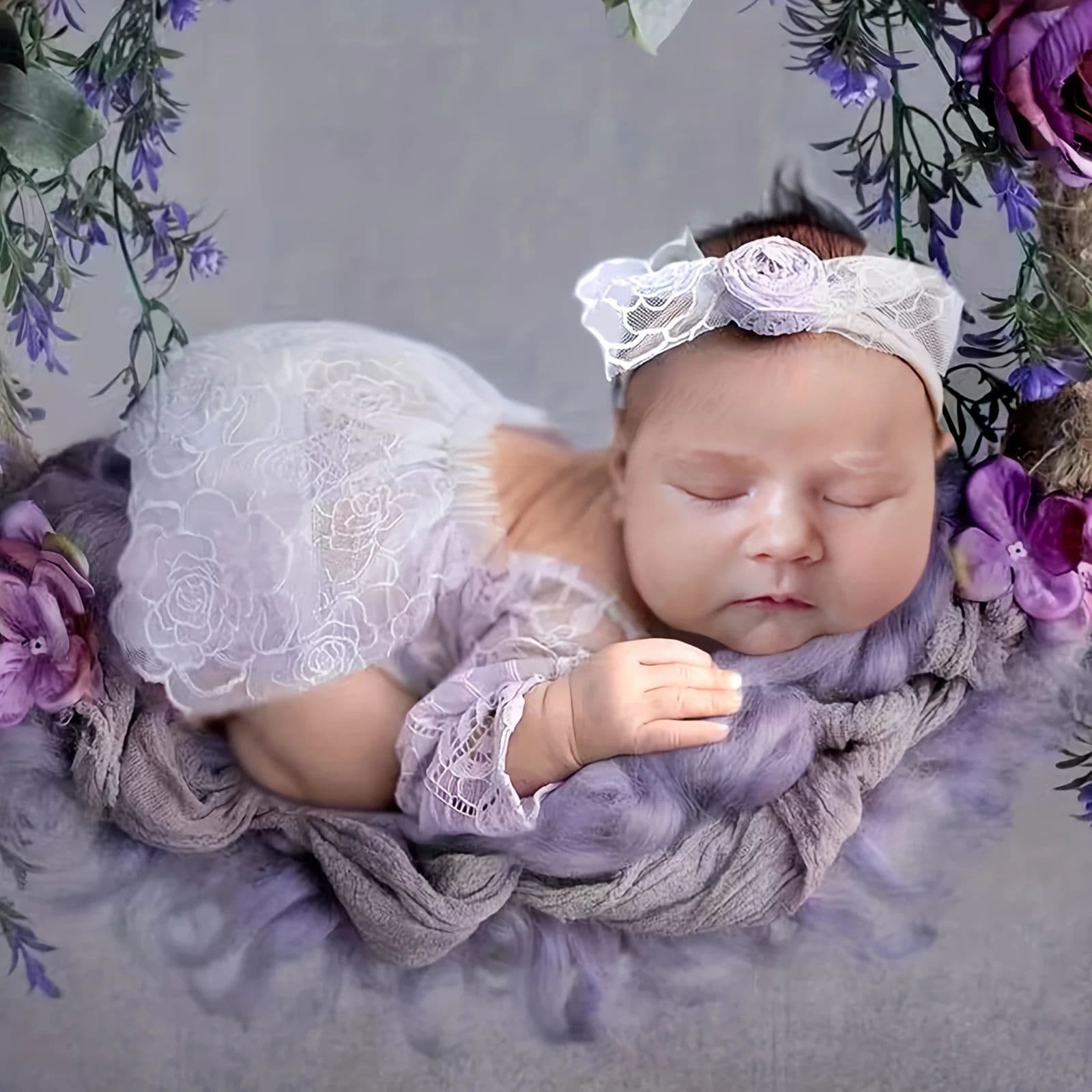 Cross-border Newborn Photography Lace Dress Set for Baby Girl, Studio Full Moon Photo Tulle Tutu Skirt with Headband