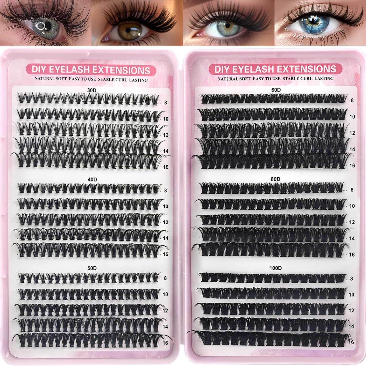 Cross-border 570 Clusters DIY Segmented False Eyelashes, European and American Fluffy Lashes Book, Natural D Curl Wispy Lashes