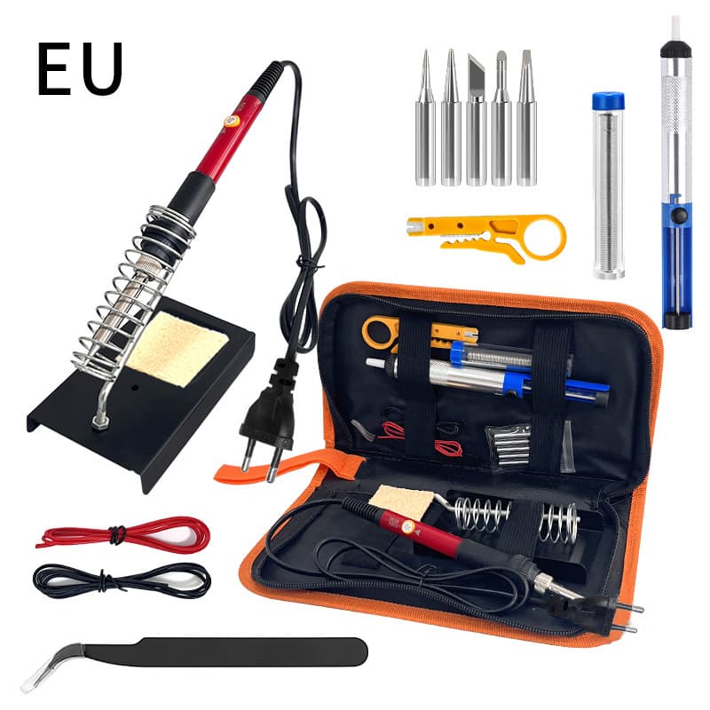 Cross-border supply soldering iron 15-piece set, factory 60/80W EU/US/UK standard repair temperature adjustable soldering tools