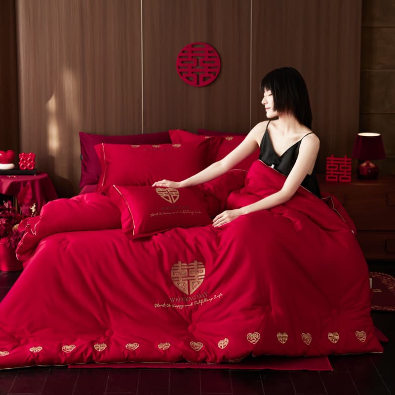 High-End Festive Xinjiang Long-Staple Cotton Silk Protein Full Cotton Wedding Quilt, Marriage Auspicious Dowry Wedding Red Quilt, Comforter Insert