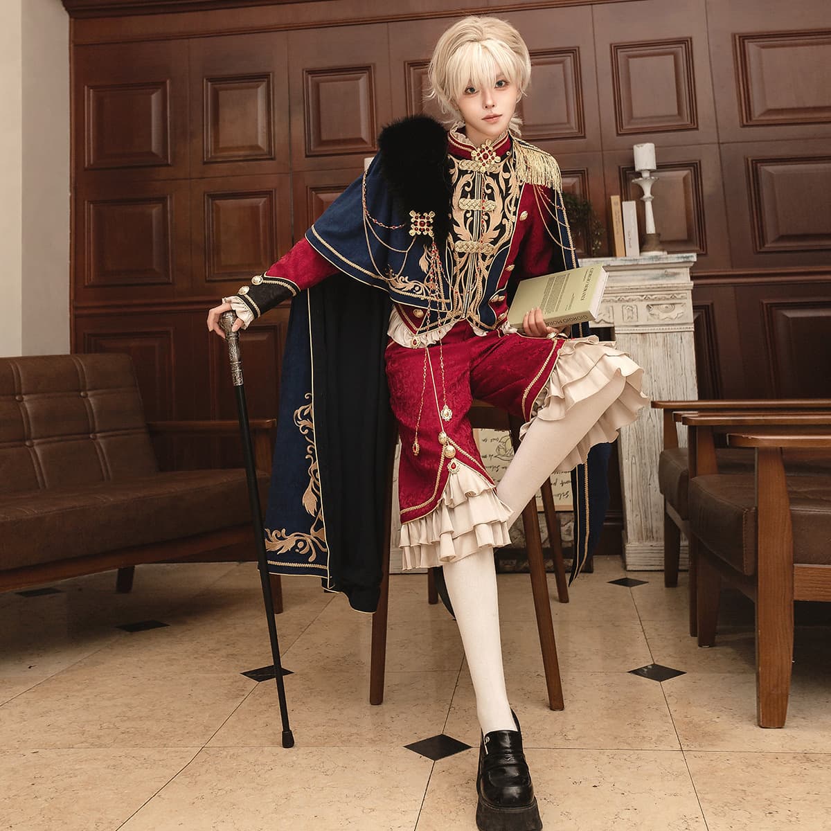 Bear Doujiang Original Design Royal Glory Lolita Women's Lolita Cape, Top, Pants Set 7169