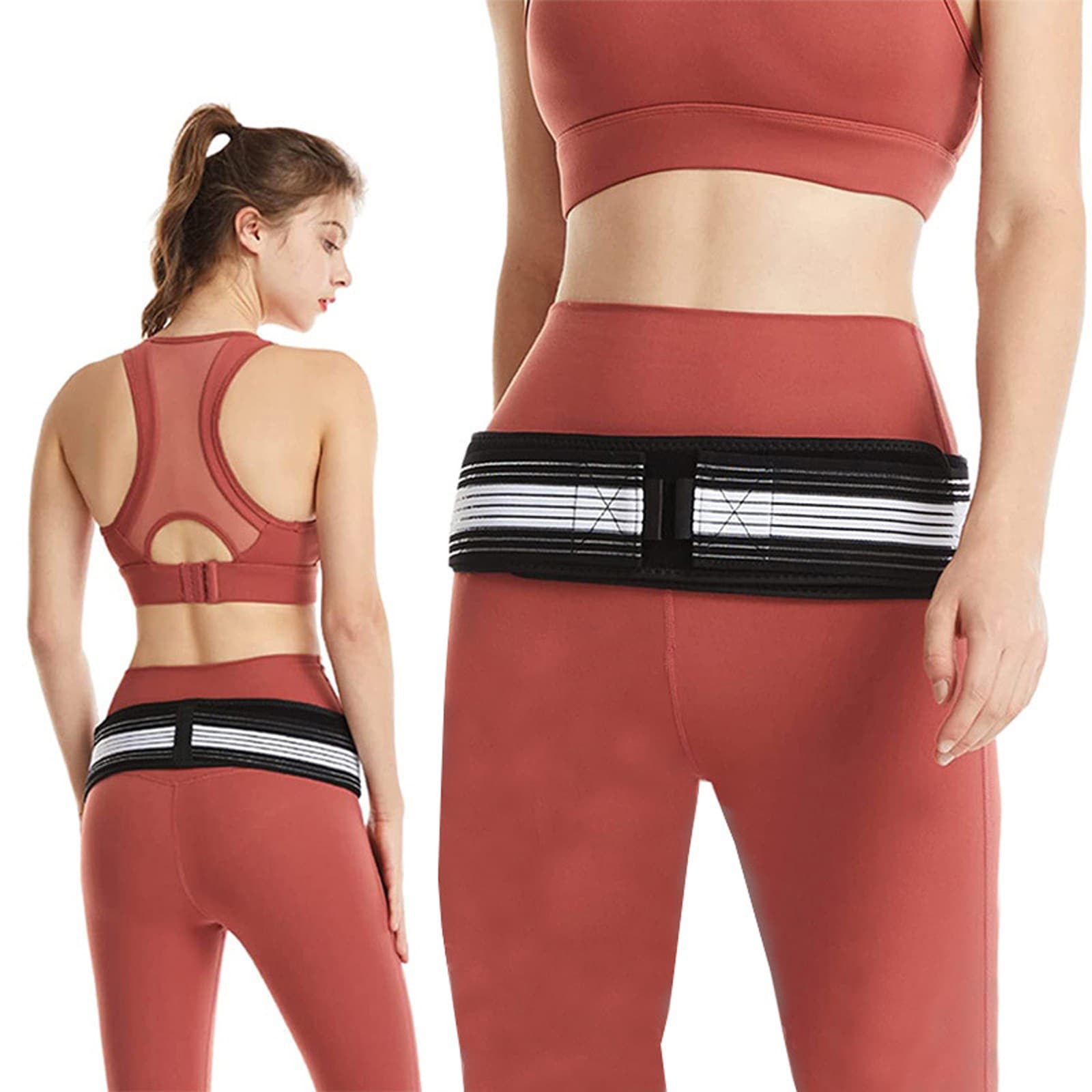 Breathable anti-slip adjustable postpartum belly band, women's pelvic girdle, waist cincher, hip lifting and body shaping belt.