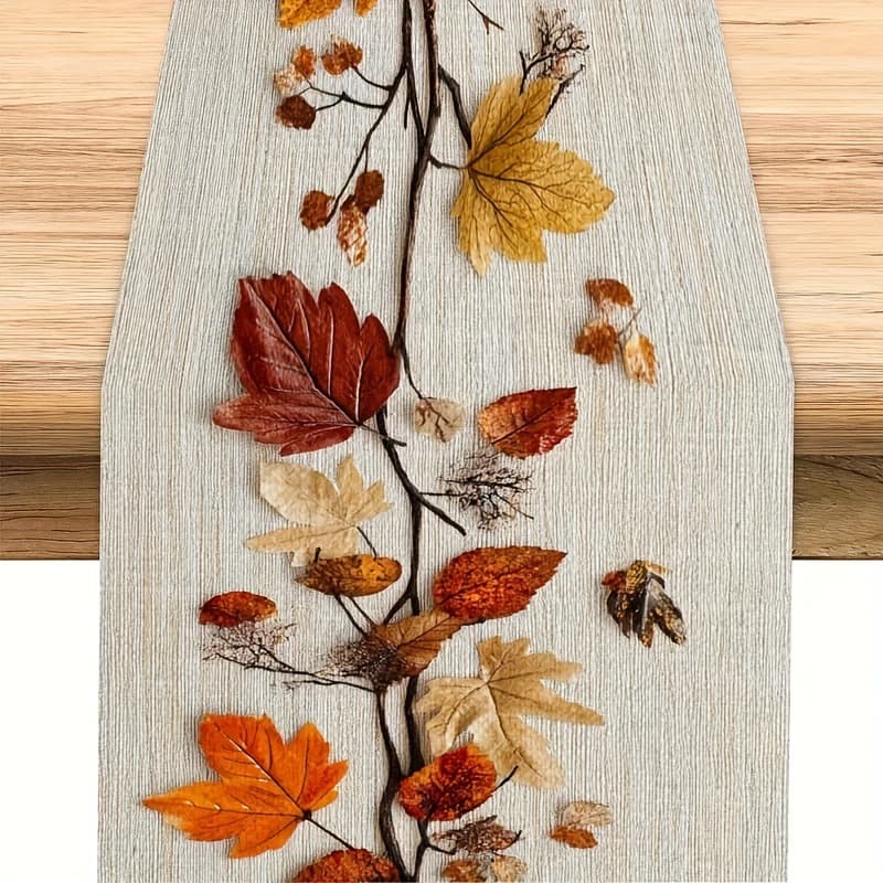 Cross-Border Hot Selling Autumn Print Decorative Table Runner Fall Leaf Pattern Creative Home Dining Table Runner Drop Shipping