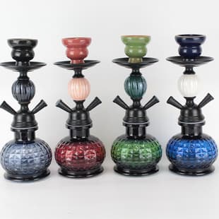 Cross-border Hot Selling Arabic Hookah Single/Double Tube Glass Water Pipe Shisha Full Set