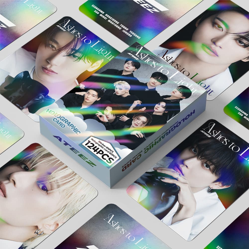 124 in stock Star Laser Cards ATEEZ Holographic Card Album Ashes to Light Fan Support Card LOMO