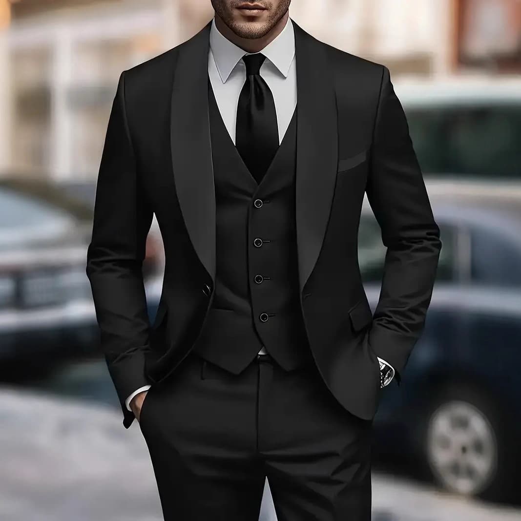 Overseas Hot Selling Men's New Business Casual Suit Set Groom Wedding Suit Three-Piece
