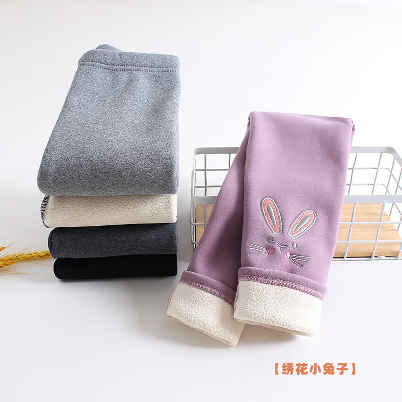 Girls' thickened velvet leggings autumn and winter winter warm pants baby outer wear small cotton pants cartoon pajamas
