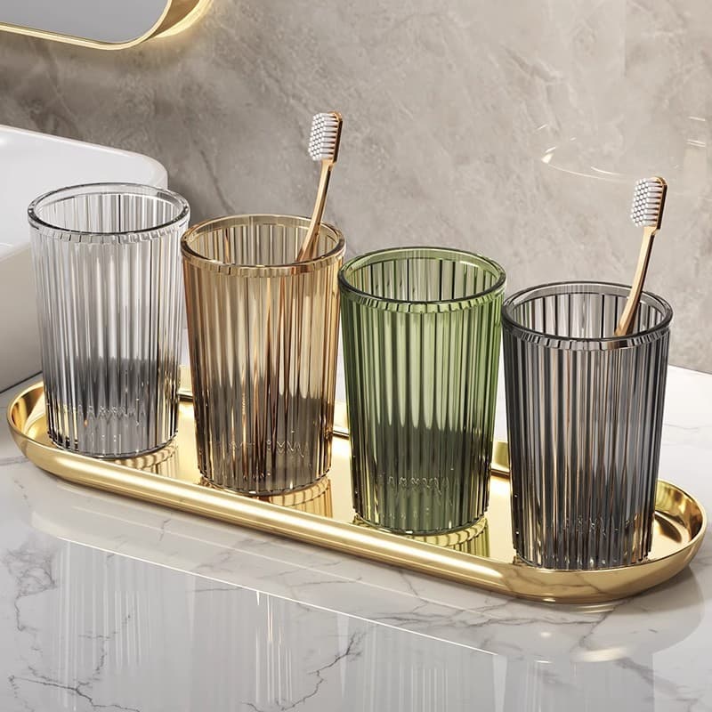 Light Luxury Minimalist Transparent Round Rinsing Cup, Family Toothbrush Cup, Ins-Style Portable Drinking Cup, Couple's Mouthwash Cup Wholesale