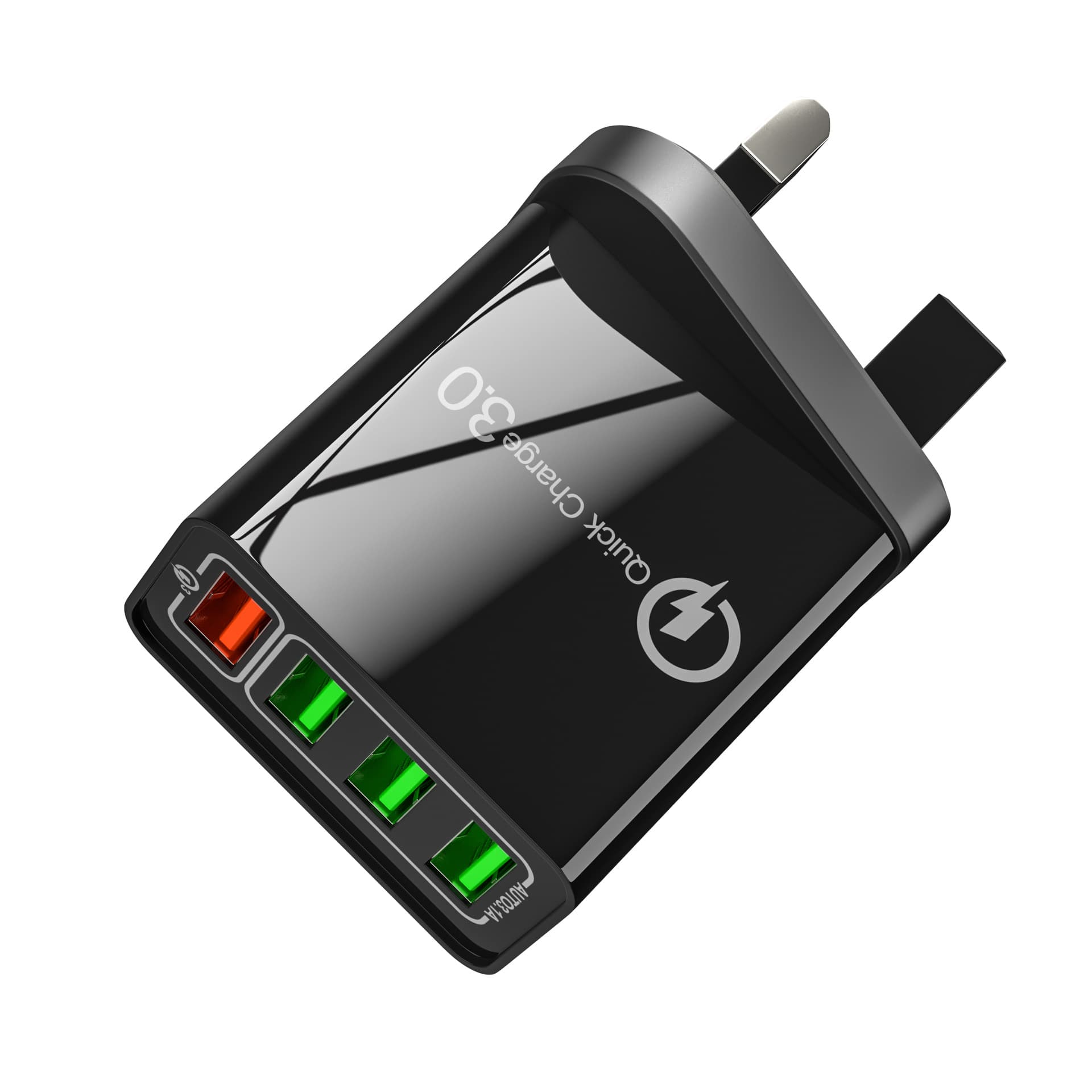 18W multi-port British standard 4USB British standard mobile phone and tablet fast charging charger QC3.0 Hong Kong three-pin plug travel charger