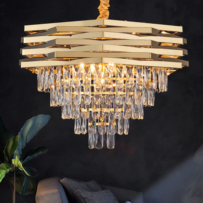 Rose Gold Crystal Chandelier Irregular Living Room Bedroom Bedside Lamp Multi-Head French Light Luxury Minimalist Entryway Dining Room Light
