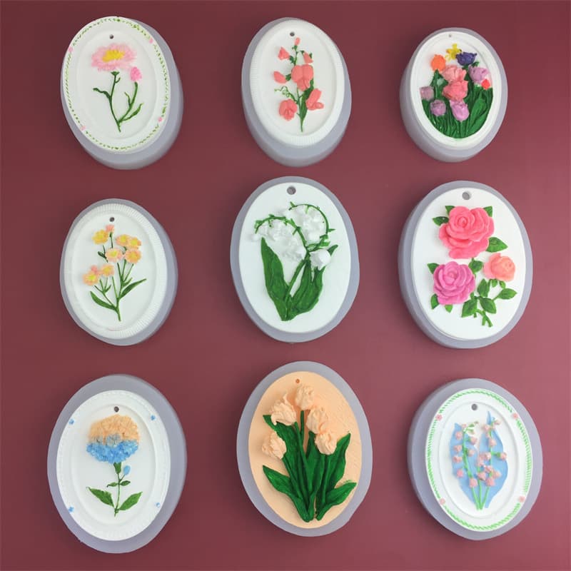 Tulip and Hydrangea Hanging Tag Series Silicone Mold Resin Epoxy Drop Mold Flower Shape Plaster Hanging Ornament Aroma Mold