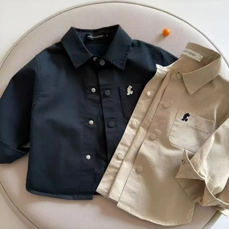 2026 Children's Spring/Autumn Jacket, Toddler Baby Shirt, Boys' Solid Color Casual Shirt, Versatile Trendy Brand
