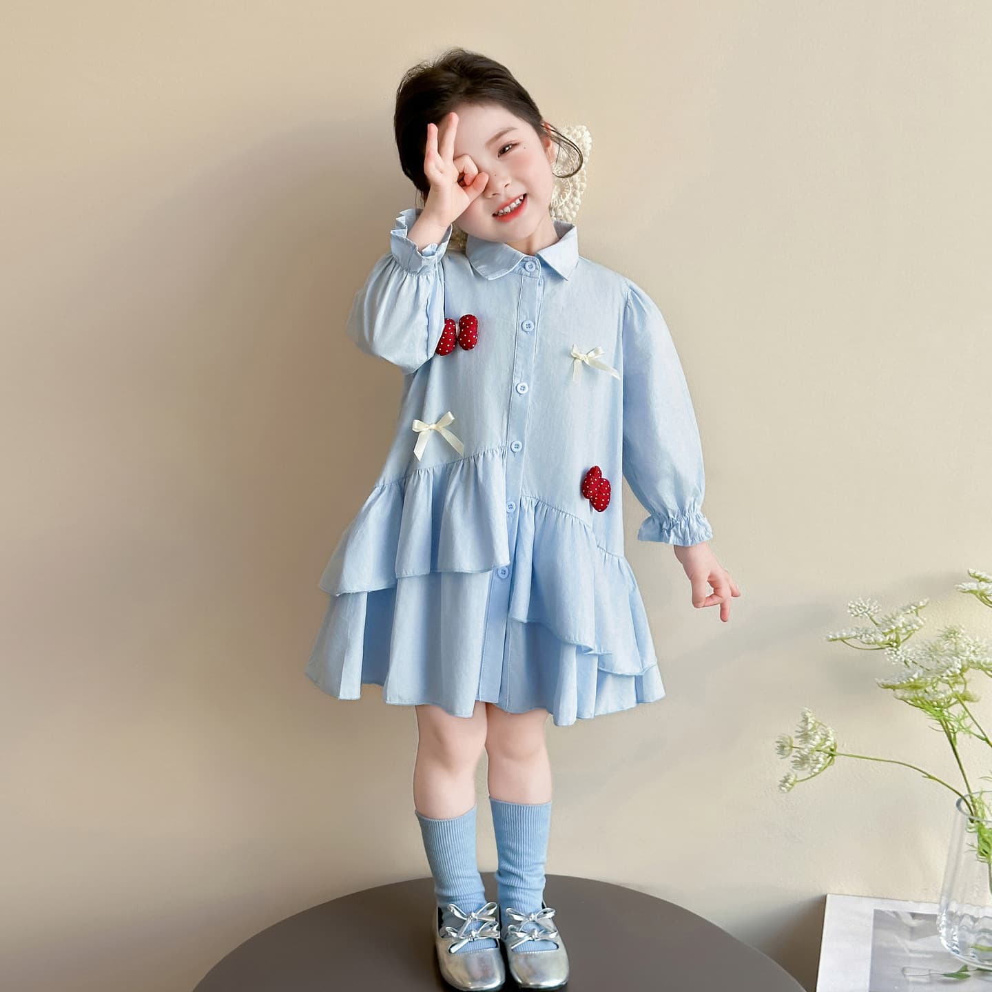 Girls Dress Spring Autumn 2026 New Long Sleeve Kids Shirt Dress Baby Spring Korean Princess Dress