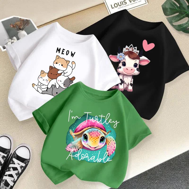 Cross-border Children's Girls Top T-Shirt 2025 New Trendy Summer Short Sleeve Baby Clothes