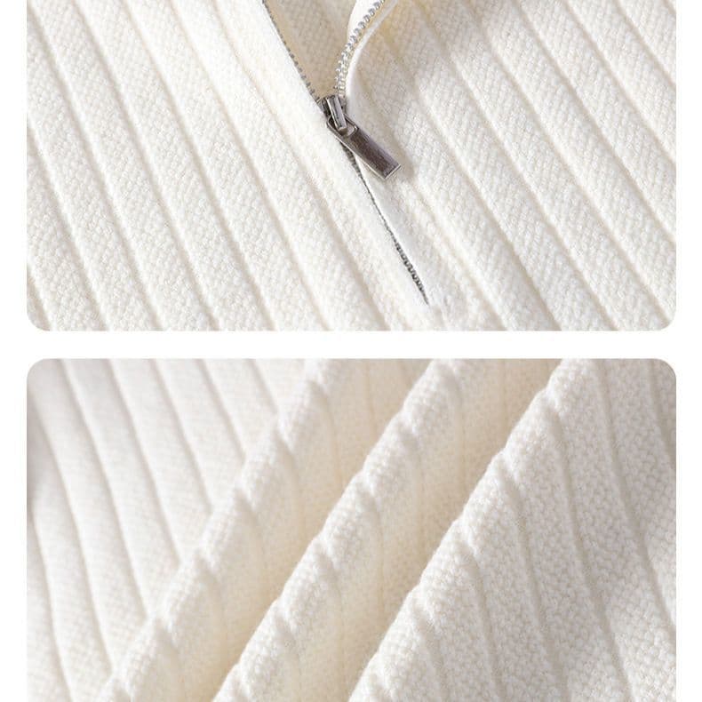Abx Half-Zip Fashion Round Neck Casual Pullover Knitwear Autumn and Winter Pure Color Versatile Bottoming Knitwear Jacket