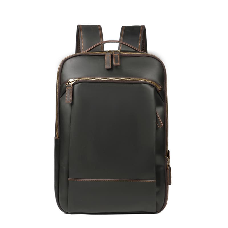 Crazy Horse Leather Men's Backpack, Vintage Genuine Leather, Large Capacity, Multifunctional Casual Travel Backpack, Business Commuting, Cross-Border
