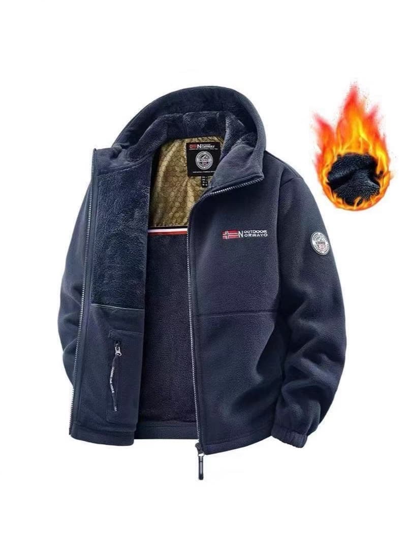 In Stock Norwegian Export Fleece-Lined Thick Graphene Double-Sided Thermal Fleece Jacket New Casual Hooded Coat
