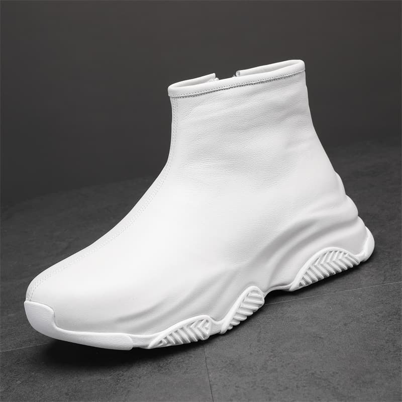 Men's Chelsea Martin Boots Versatile Work Shoes Trendy Mid-Cut Heightening Winter High-Cut Rubber Bottom Round Toe Casual Boots