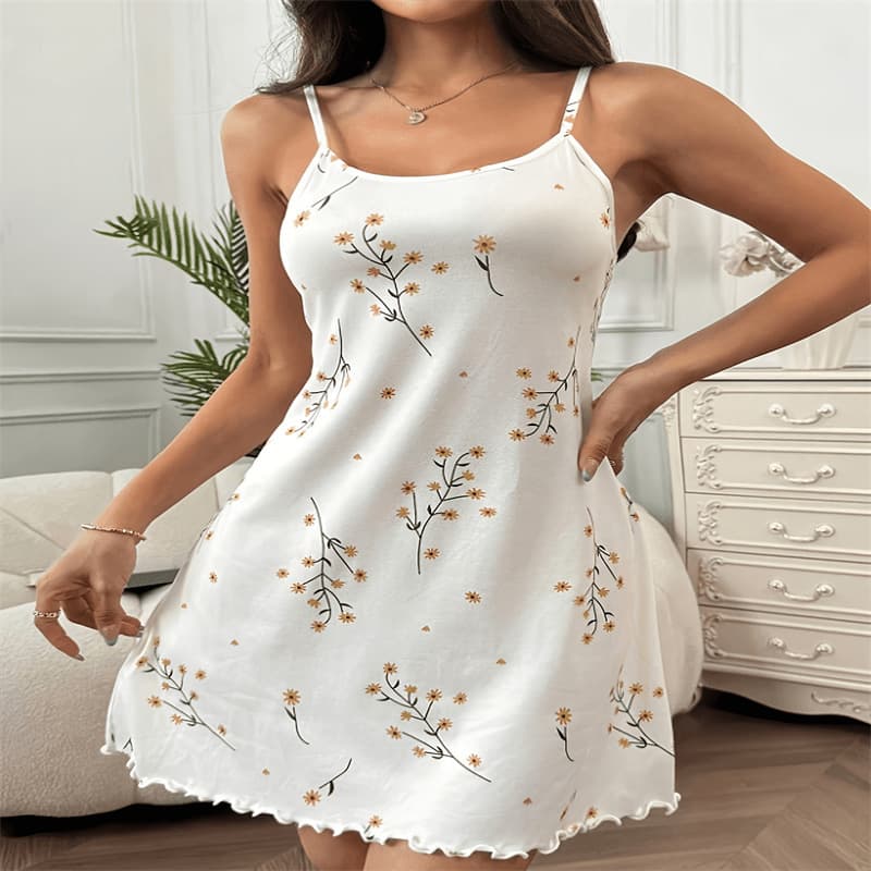 European and American Cross-Border 2026 Summer Printed Nightgown for Women, Plus-Size Loungewear, Comfortable Home Casual Wear, Sexy Outerwear