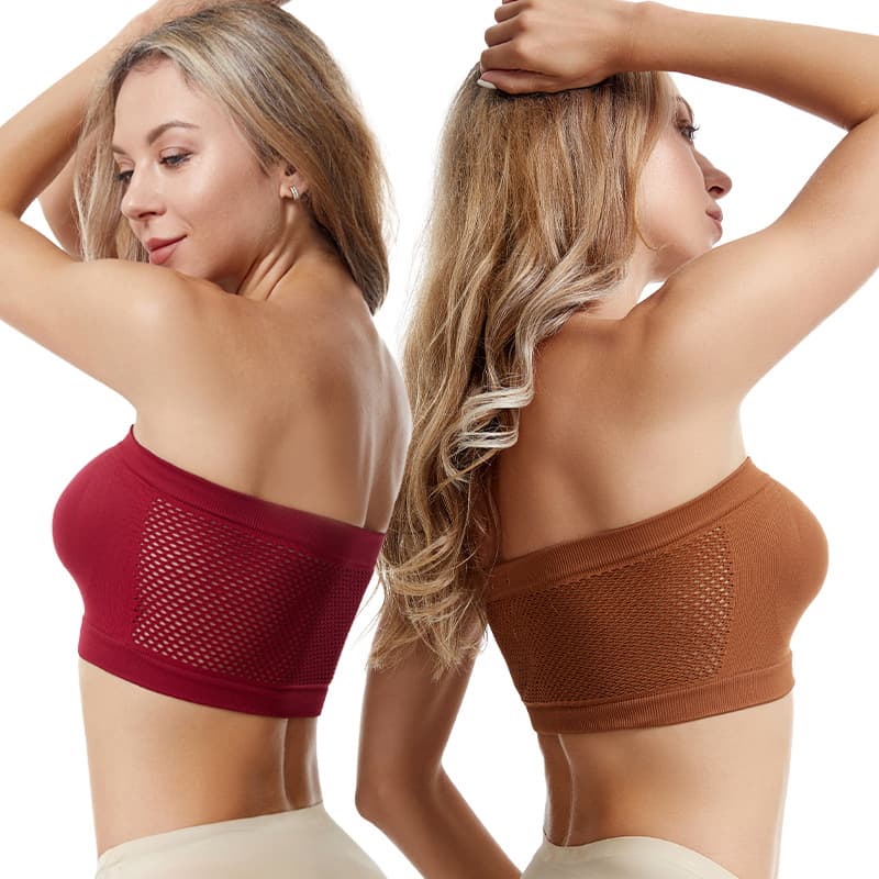 Breathable Wireless Women's Bralette Large Size Summer Trendy Strapless Folded Edge Wrap Chest Underwear